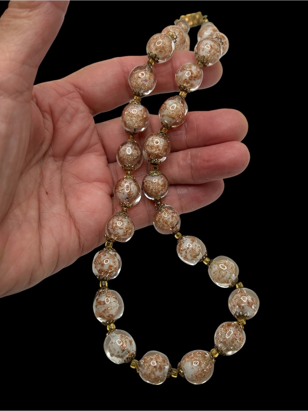 Vintage Venetian Glass Sommerso Bead Necklace - Picture 4 of 5